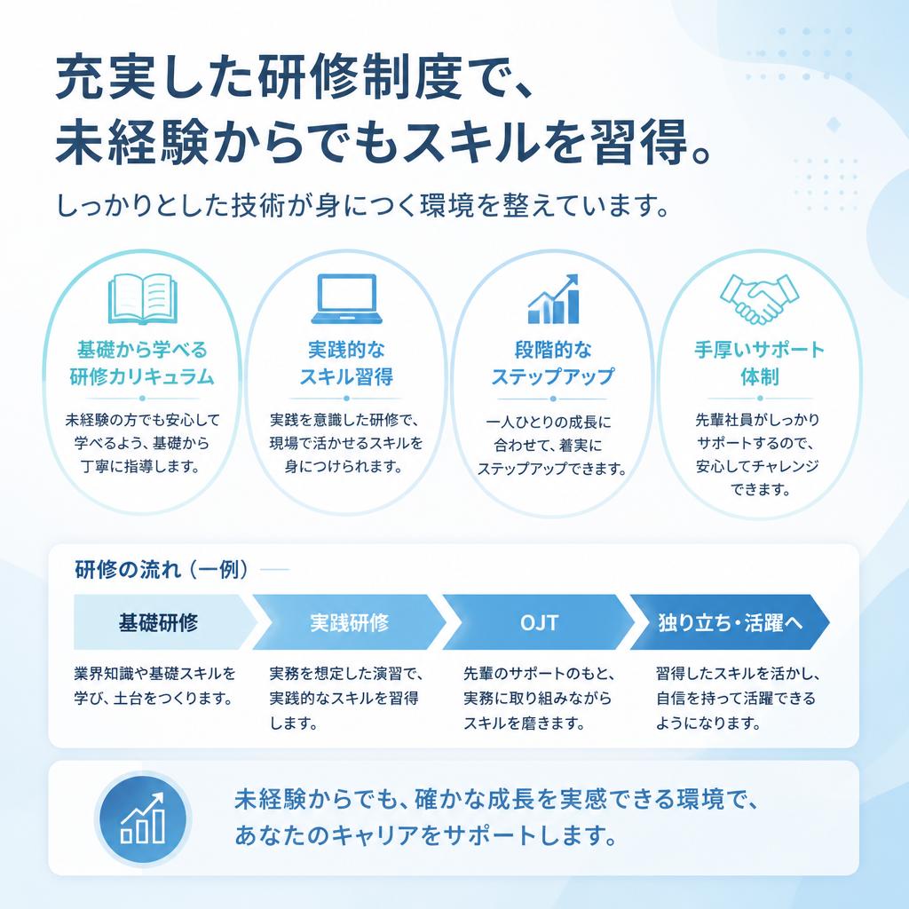 未経験者でも安心の教育制度