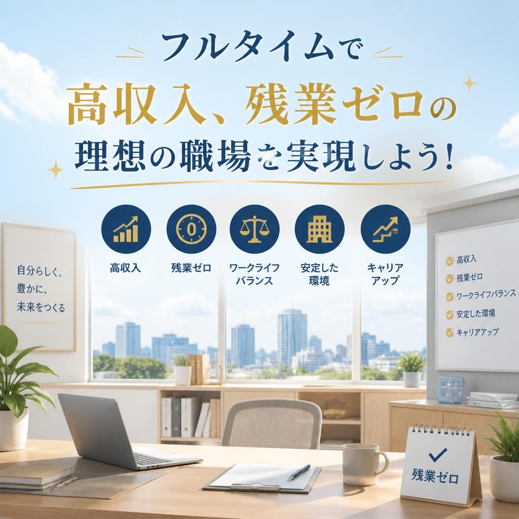 フルタイムで高収入、残業ゼロの理想の職場を実現しよう！